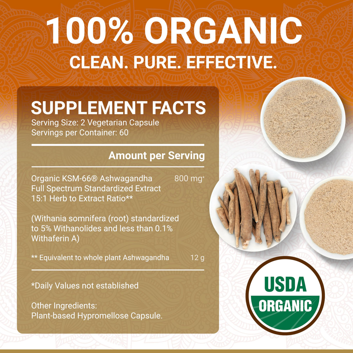 Organic Ashwagandha Root Extract Capsules Y67954