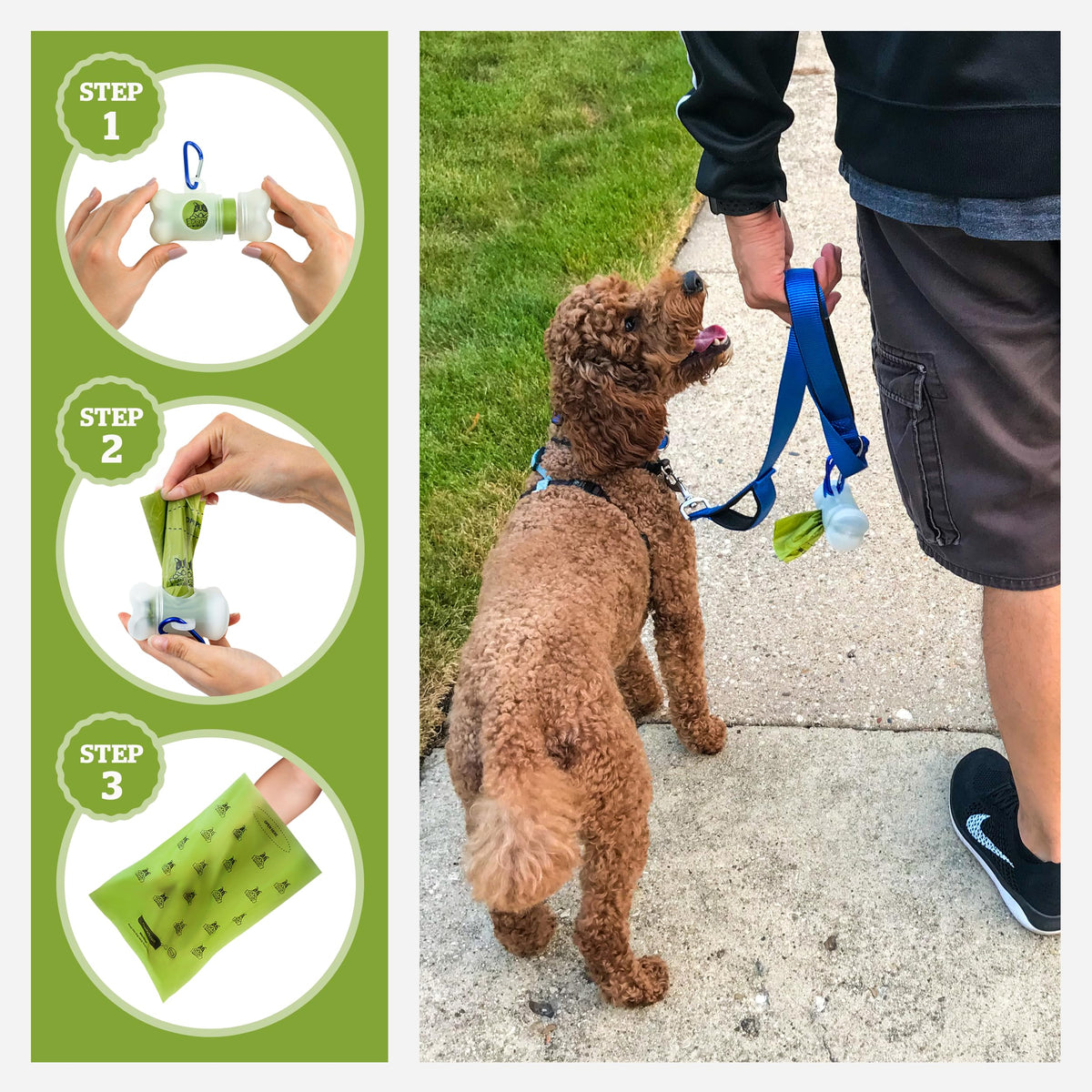 Dog Poop Bag Holder & Dispenser with 15 Unscented Bags V6041