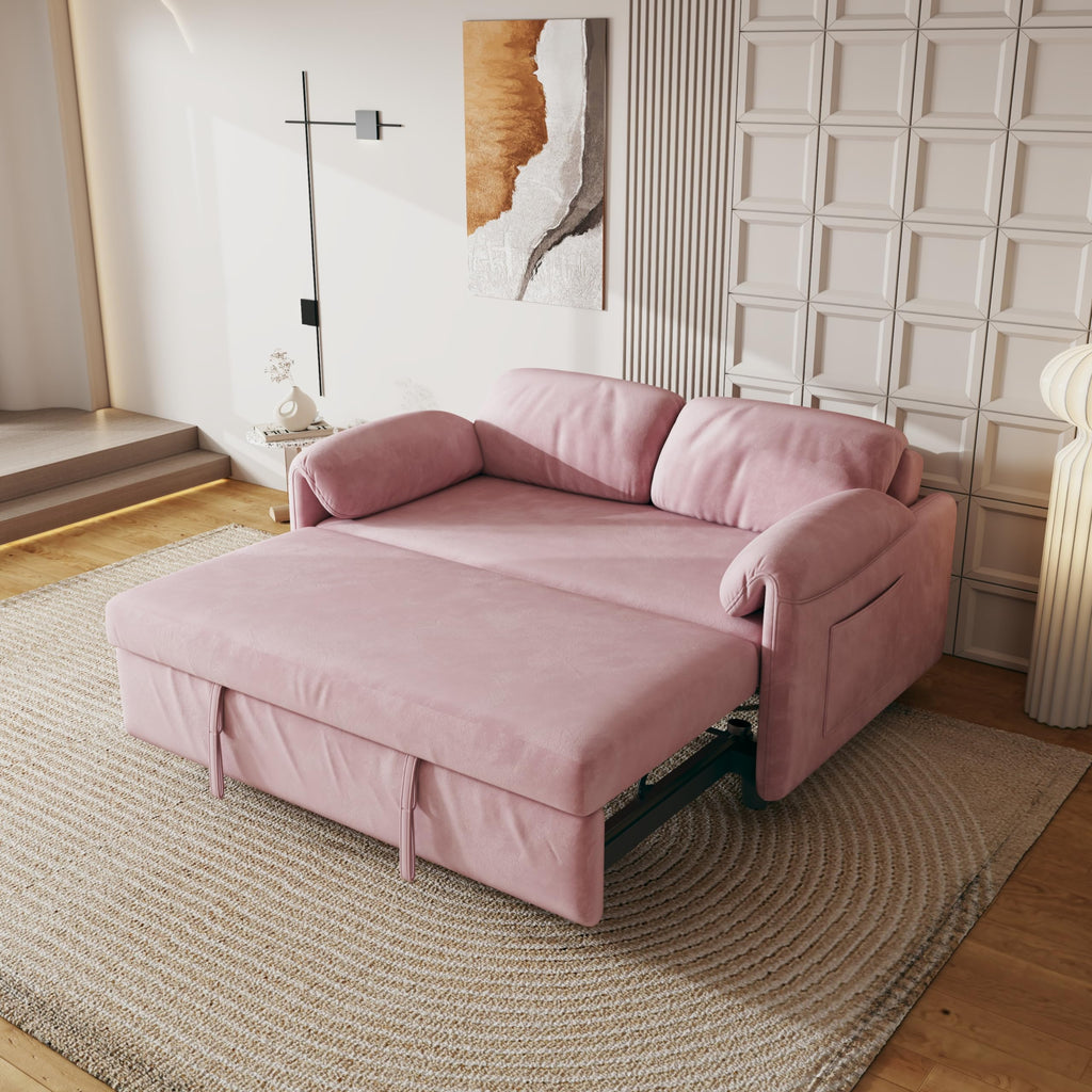 Pink Velvet 3 in 1 Convertible Sofa Bed T2205